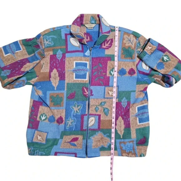 Teddi XL Vintage Floral Patchwork Zip Fleece Jacket Cozy Y2K Country Prairie - Picture 6 of 6